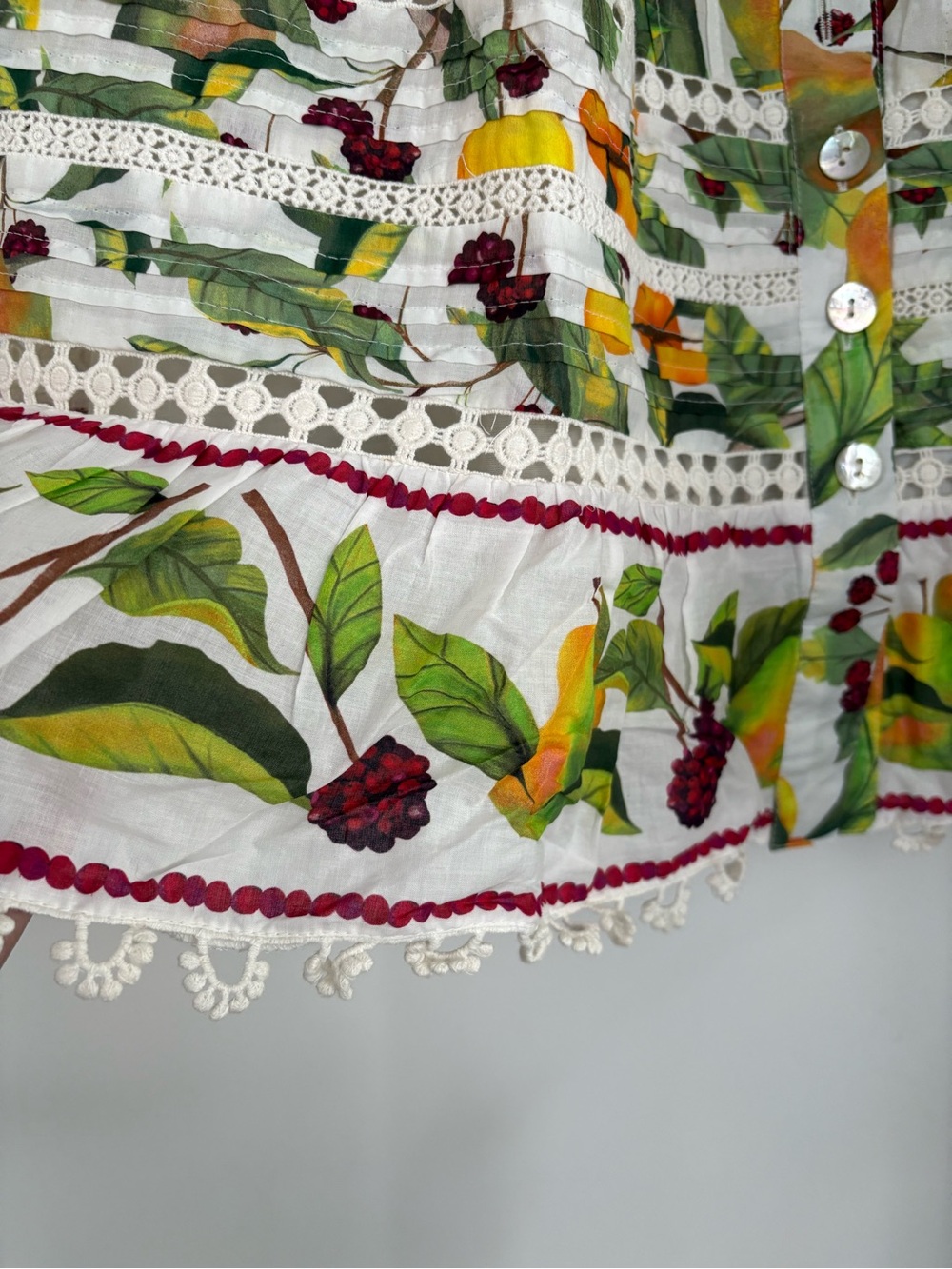 FARM Rio Lemon & Floral Puff-Sleeve Mini Dress in White, Yellow & Green - Picture 5 of 8